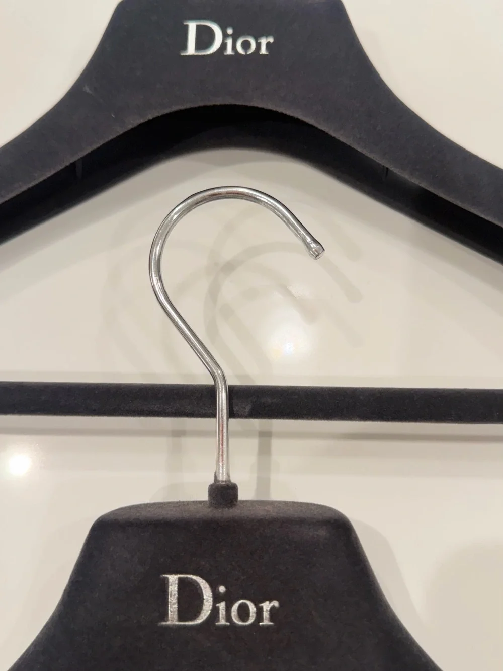 Dior Black Velvet Hangers with Silver Hooks - Pair